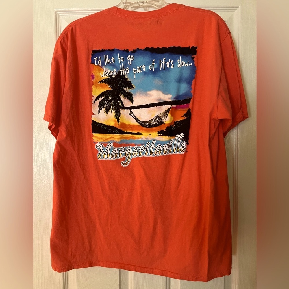 Margaritaville Coral Short Sleeve Tee with Tropical Graphic